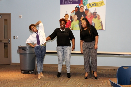 Marissa Brooks (center) teaches the ladies to strike a pose!